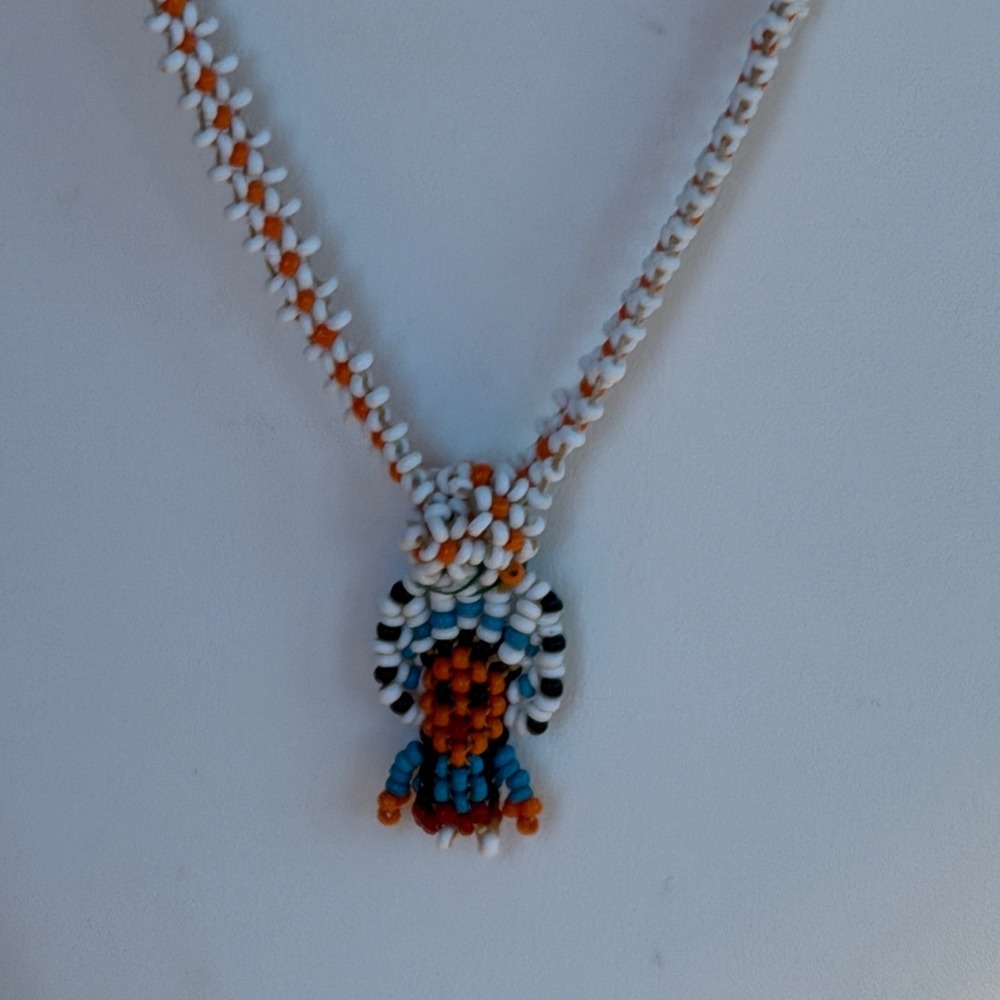vintage Native American seed bead doll necklace